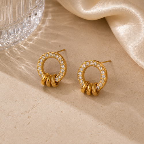 The Aura Double Hoop Stud Earrings | Halo