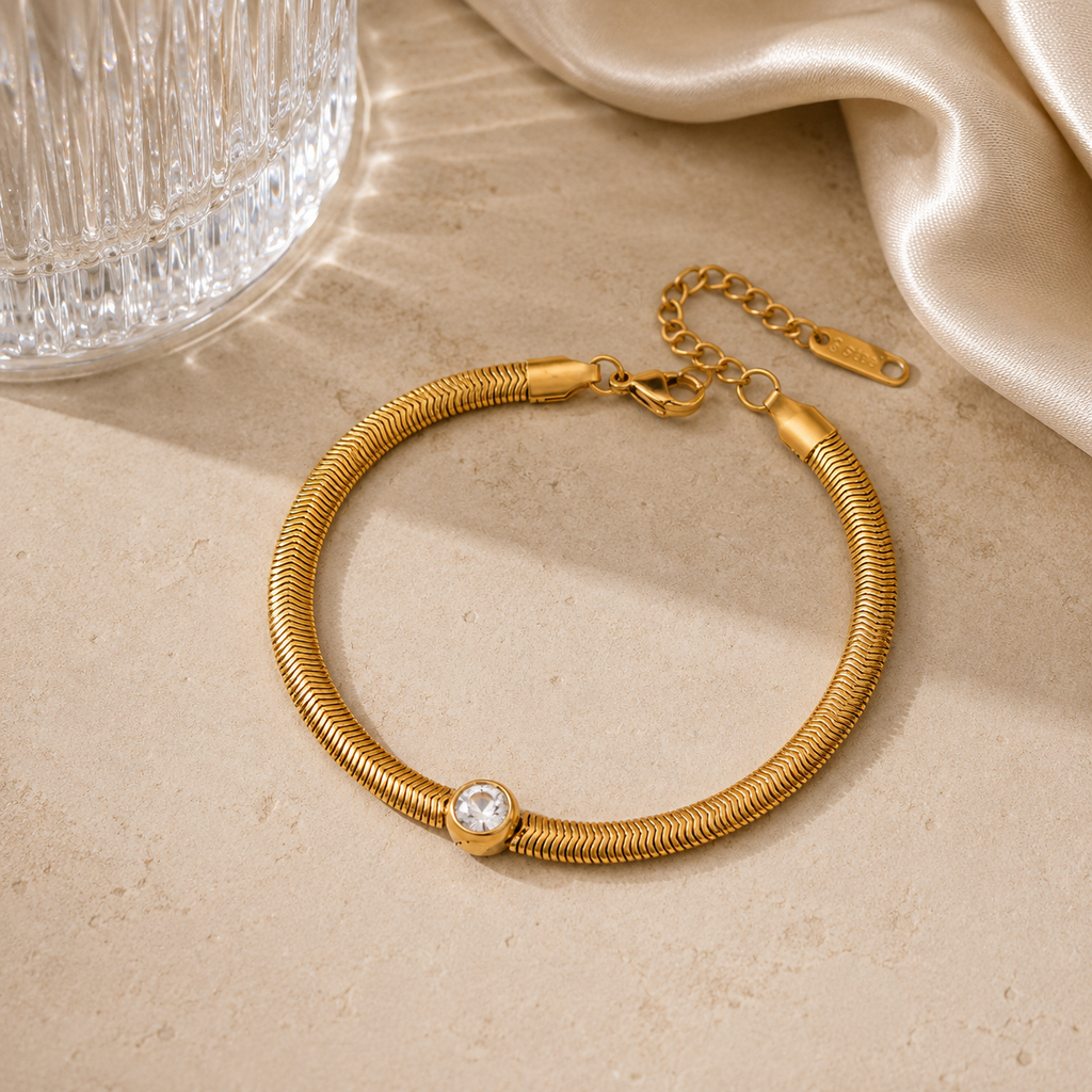 The Bezel Herringbone Bracelet | Halo