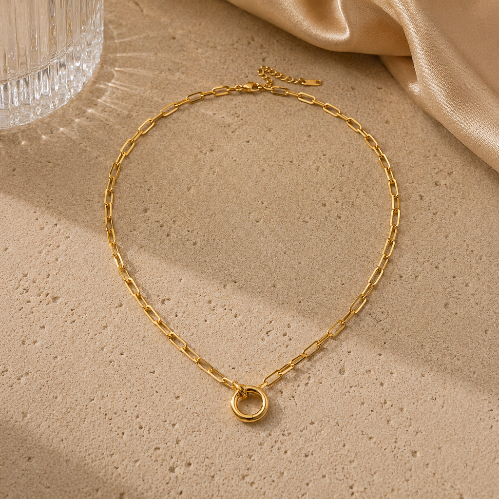 The Paperclip Circular Clasp Chain Necklace | Halo